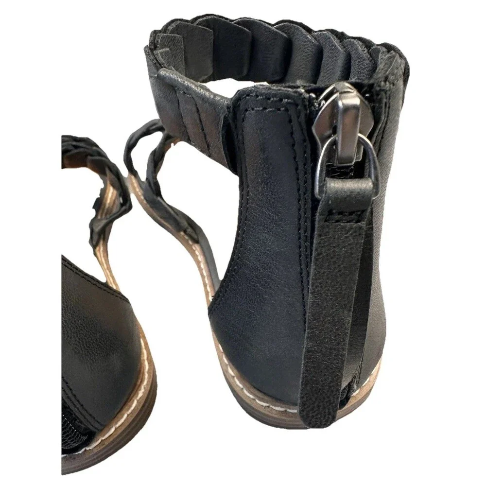 Lucky Brand Women's Kasinda Zipper Leather Gladiator Sandals Black Size 7M NWOT